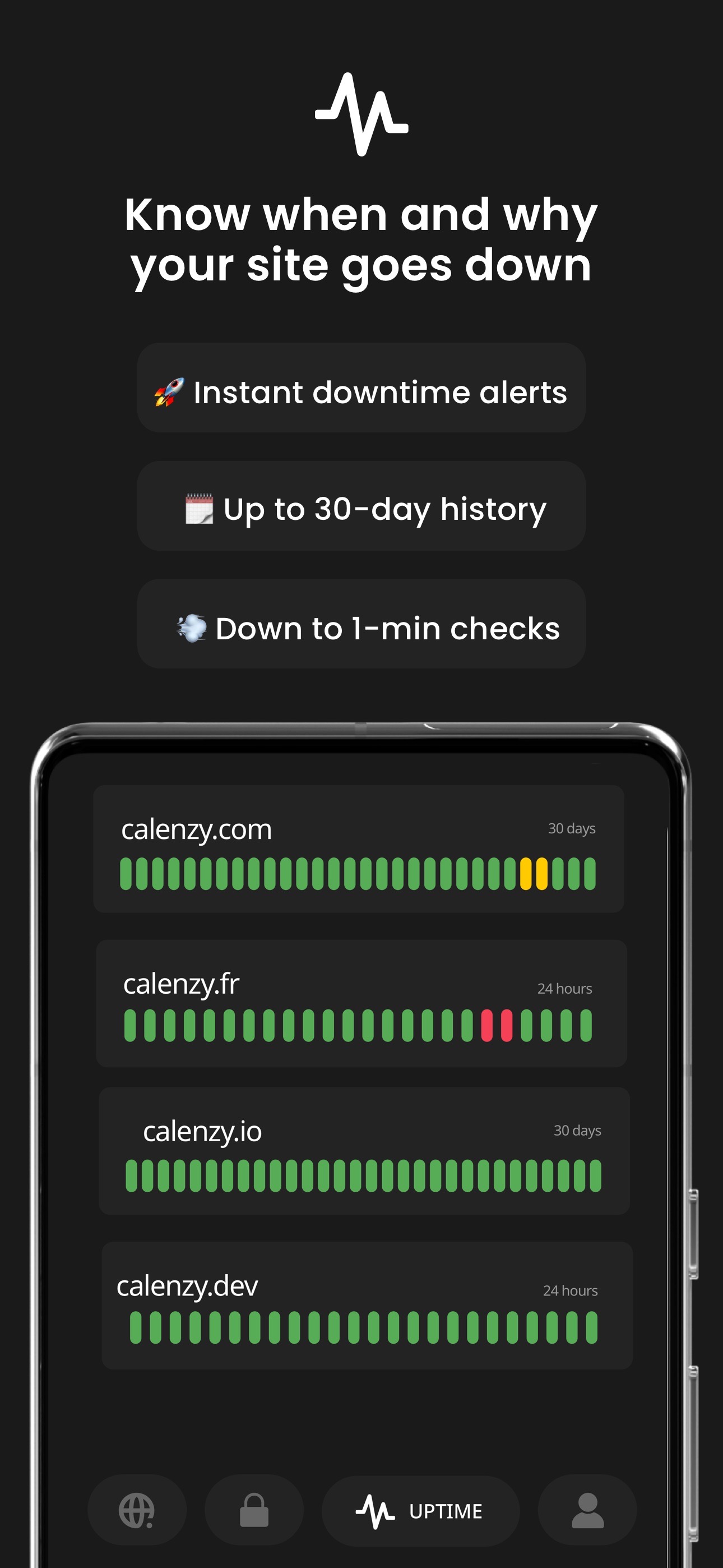 Uptime App 服務連線狀態 - 即時監控介面